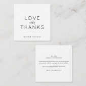 Minimalistisch zwart wit bruiloft dank u vierkant notitiekaartje (Voorkant / Achterkant)