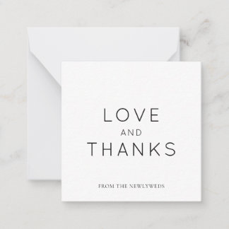 Minimalistisch zwart wit bruiloft dank u vierkant notitiekaartje