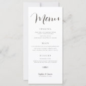 Minimalistisch zwart-wit bruiloft diner menu (Voorkant)