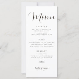 Minimalistisch zwart-wit bruiloft diner menu