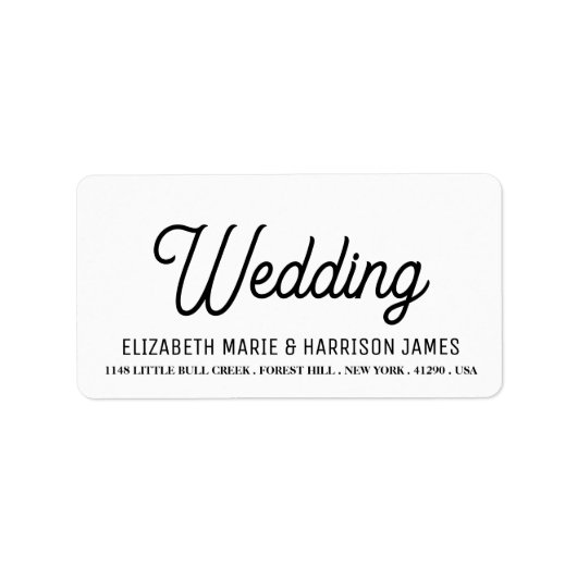 Minimalistisch - zwart-wit - bruiloft etiket (Voorkant)
