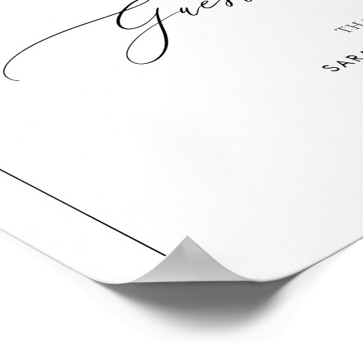 Minimalistisch zwart & wit bruiloft gast boek teke poster (Hoek)