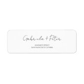 Minimalistisch zwart-wit bruiloft retouradres etiket (Voorkant)