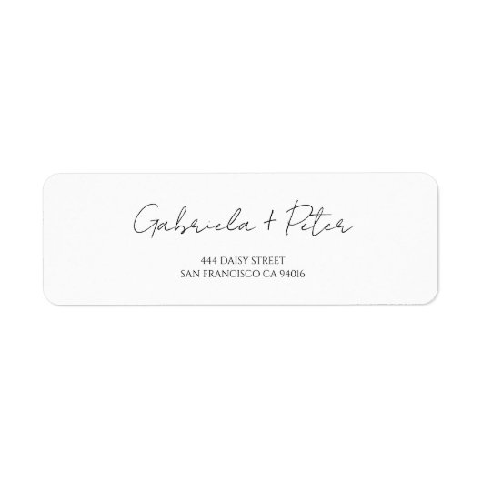 Minimalistisch zwart-wit bruiloft retouradres etiket (Voorkant)