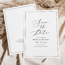 Minimalistisch zwart wit bruiloft Save the Date Ka Kaart