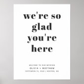 Minimalistisch zwart-wit bruiloft welkomstbord poster (Voorkant)