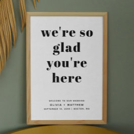 Minimalistisch zwart-wit bruiloft welkomstbord poster