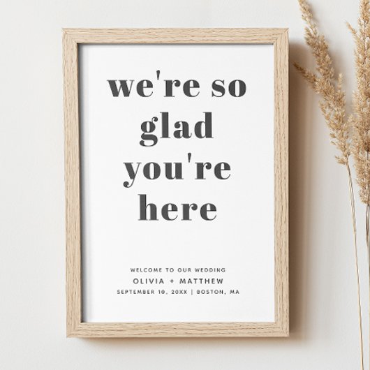 Minimalistisch zwart-wit bruiloft welkomstbord poster