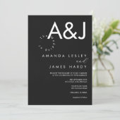 Minimalistisch zwart-wit bruisend huwelijk kaart (Staand voorkant)