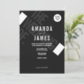 Minimalistisch zwart-wit bruisend huwelijk kaart (Staand voorkant)