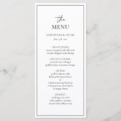Minimalistisch zwart-wit bruisend huwelijk menu (Voorkant)