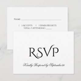 Minimalistisch zwart-wit bruisend huwelijk RSVP kaartje