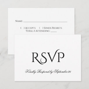 Minimalistisch zwart-wit bruisend huwelijk RSVP kaartje