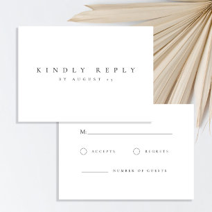 Minimalistisch zwart-wit bruisend huwelijk RSVP kaartje
