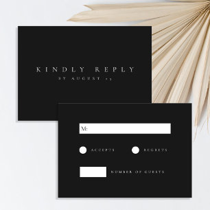 Minimalistisch zwart-wit bruisend huwelijk RSVP kaartje