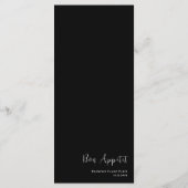 Minimalistisch zwart-wit brunch diner menu (Achterkant)