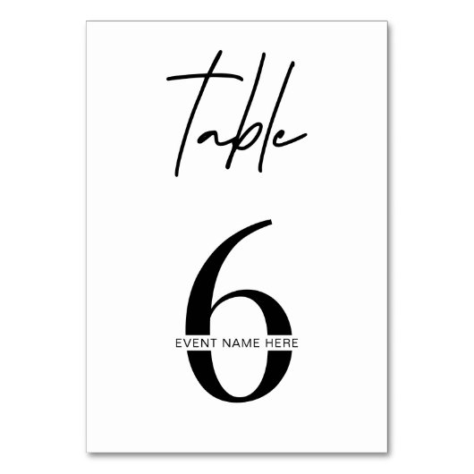 Minimalistisch zwart-wit Business Event Tafelnumme Kaart (Achterkant)