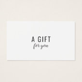 Minimalistisch zwart-wit cadeaubon visitekaartje (Voorkant)