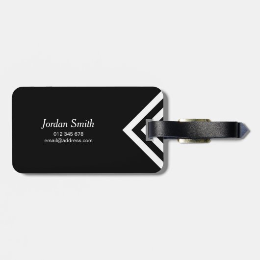 Minimalistisch zwart-wit Chevron Bagagelabel (Achterkant horizontaal)