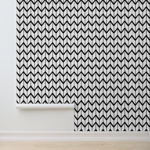 Minimalistisch zwart-wit chevronpatroon behang