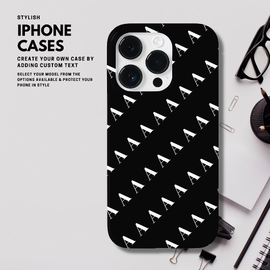 Minimalistisch zwart-wit chique Initiaal Monogram Case-Mate iPhone Case