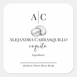 Minimalistisch zwart-wit Coquito flesetiket Vierkante Sticker