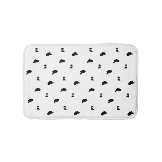 Minimalistisch zwart-wit cowboy rodeo patroon badmat (Voorkant)