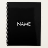 Minimalistisch zwart wit custom year tekst monogra planner (Voorkant)