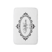 Minimalistisch zwart-wit  Damask Monogram Badmat (Voorkant Verticaal)