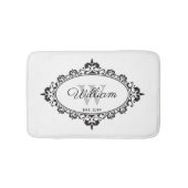 Minimalistisch zwart-wit  Damask Monogram Badmat (Voorkant)