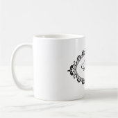 Minimalistisch zwart-wit  Damask Monogram Koffiemok (Links)