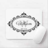 Minimalistisch zwart-wit  Damask Monogram Muismat (Met muis)