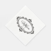 Minimalistisch zwart-wit  Damask Monogram Servet (Hoek)