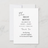 Minimalistisch zwart-wit de avond voor de bruiloft bedankkaart (Voorkant)