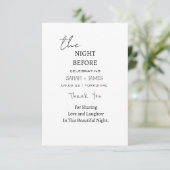 Minimalistisch zwart-wit de avond voor de bruiloft bedankkaart (Staand voorkant)