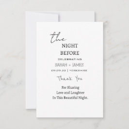 Minimalistisch zwart-wit de avond voor de bruiloft bedankkaart