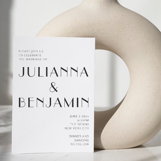 Minimalistisch zwart-wit deco-cacheweddenschap kaart