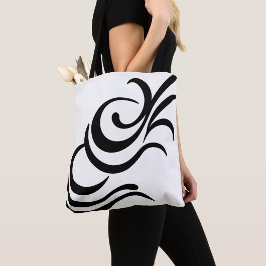 Minimalistisch zwart-wit design tote bag (Dichtbij)