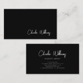 Minimalistisch zwart-wit, eenvoudig bedrijfsscript visitekaartje (Voorkant / Achterkant)