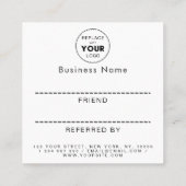 Minimalistisch zwart wit, eenvoudig schoon Logo to Aanbevelingskaartje (Achterkant)