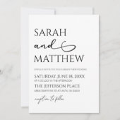 Minimalistisch zwart wit eenvoudige elegante bruil kaart (Voorkant)