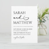 Minimalistisch zwart wit eenvoudige elegante bruil kaart (Staand voorkant)