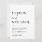 Minimalistisch zwart wit eenvoudige elegante bruil kaart (Voorkant)