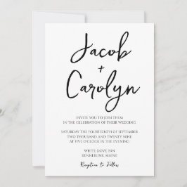 Minimalistisch zwart-wit Eenvoudige huwelijksuitno Kaart