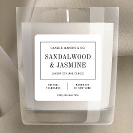 Minimalistisch Zwart & Wit Elegant Candle Label