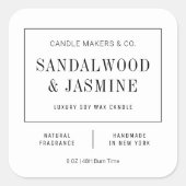 Minimalistisch Zwart & Wit Elegant Candle Label (Voorkant)