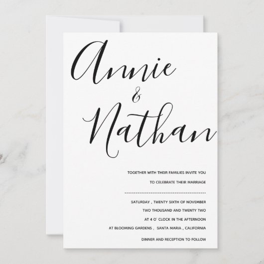 Minimalistisch zwart-wit elegant handschrift bruil (Voorkant)