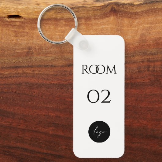Minimalistisch zwart-wit elegant kamernummer sleutelhanger (Voorkant)