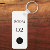 Minimalistisch zwart-wit elegant kamernummer sleutelhanger (Achterkant)