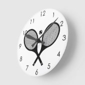 Minimalistisch zwart-wit elegant klassiek tennis ronde klok (Hoek)